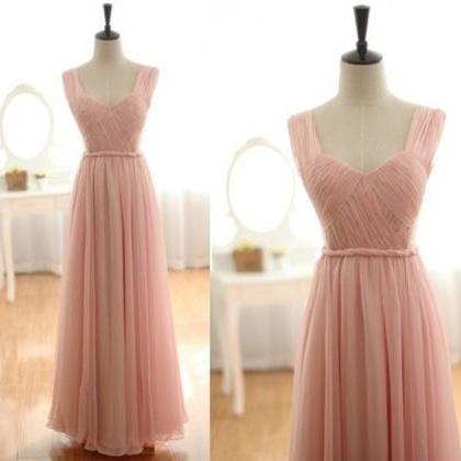 Retty Handmade Straps Light Pink Long Prom Dresses..