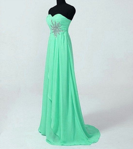 Simple Chiffon Prom Dress With Beadings, Prom Dresses 2015, Evening Dresses 2015 , Prom Gown 2015